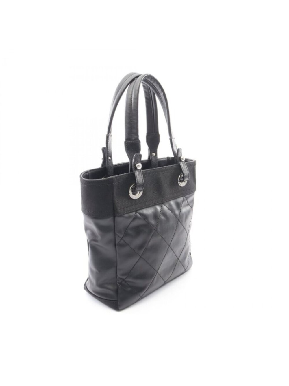 Chanel Tote Paris Biarritz PM Black Canvas Leather PM - Picture 2 of 8